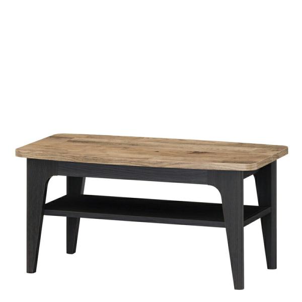 ローテーブル センターテーブル カフェテーブル 古材風 ヴィンテージ リビングテーブル 棚付き収納 ...