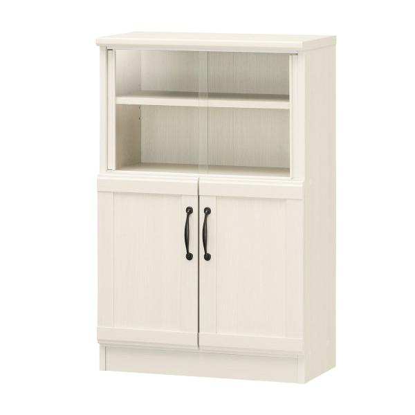 ミニカップボード 食器棚 ガラス引き戸 ミニ食器棚 ロータイプ キッチン収納 レンジ台 チェローネ ...