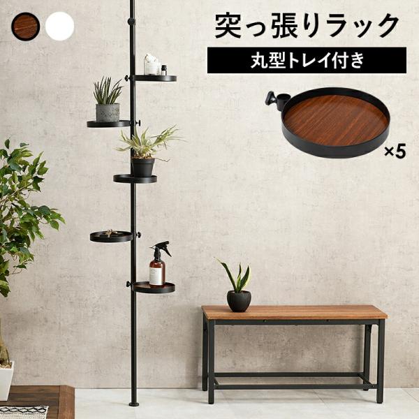 突っ張り棒＆パーツ ６点セット 丸型 ポールラック 小物収納 壁面 つっぱりラック スリム 玄関 キ...