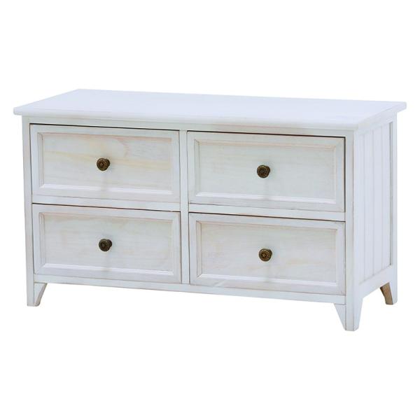 ローチェスト 2段 木製 アンティーク調チェスト 脚付きシャビーウッド フレンチカントリー チェスト...