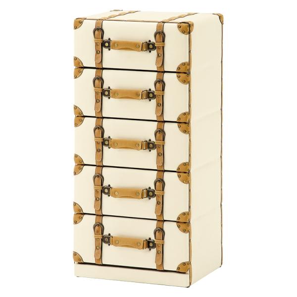 トランク型 チェスト 4段 トランク収納 レザー 合皮 収納家具 衣類収納 小物収納 デザイン MC...