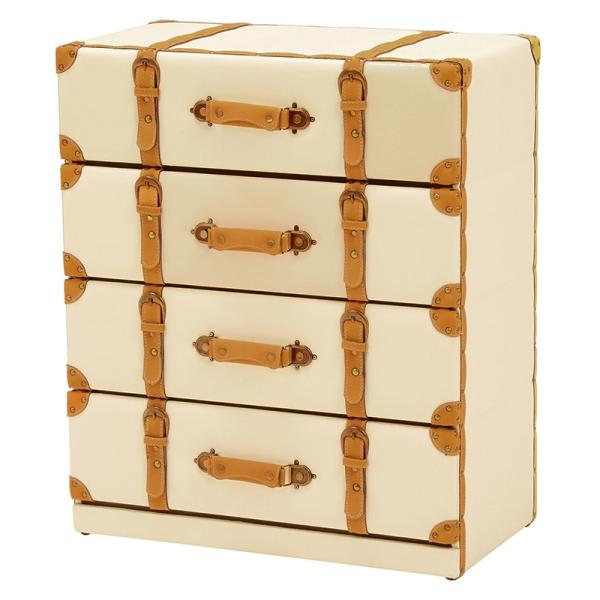 トランク型 チェスト 4段 トランク収納 合成皮革 収納家具 衣類収納 小物収納 デザイン MCH-...