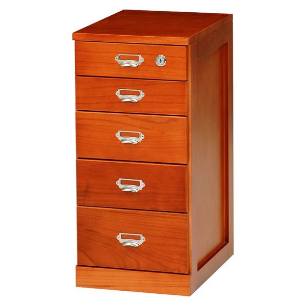 書類 引き出し A4対応 木製 書類ケース 5段 チェスト キャスター付き 鍵付き 北欧 ヴィンテー...