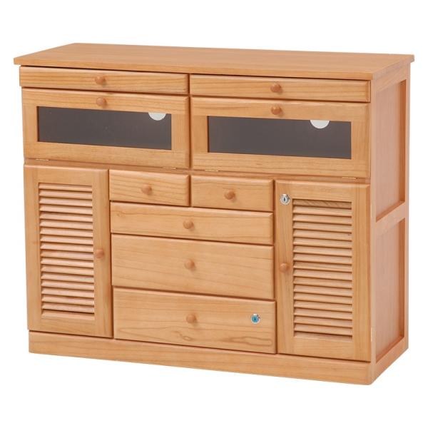 キャビネット 鍵付き 幅96cm 隠しキャスター付き FAX台 リビング キッチン ラック シェルフ...