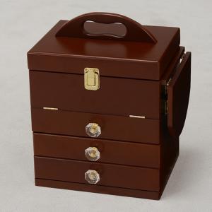 コスメボックス 化粧ボックス メイクボックス 完成品 ミラー付 三面鏡 ミニドレッサー ジュエリーボックス 化粧入れ  MUD-6835BR｜commitand