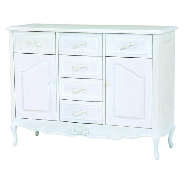 キャビネット 幅120cm ワイドキャビネット白 収納 棚 猫脚キャビネット 電話台  飾り台 飾り...