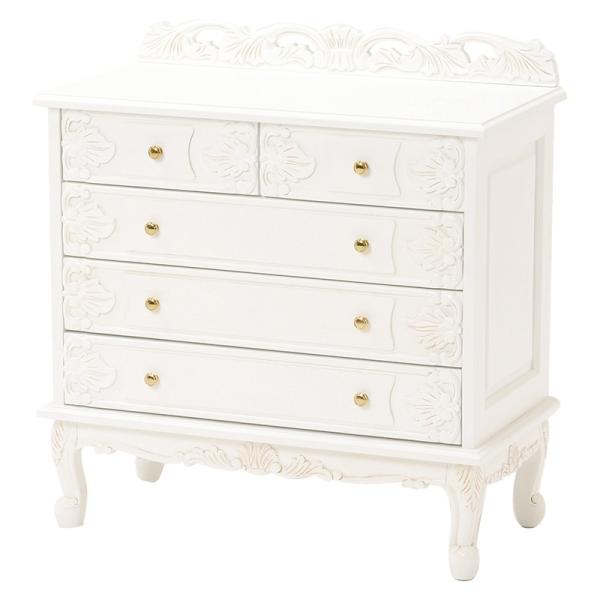 チェスト 4段 猫脚 ワイドチェスト  収納 箪笥 たんす ロマンチック ネコ脚 棚 RCH-123...