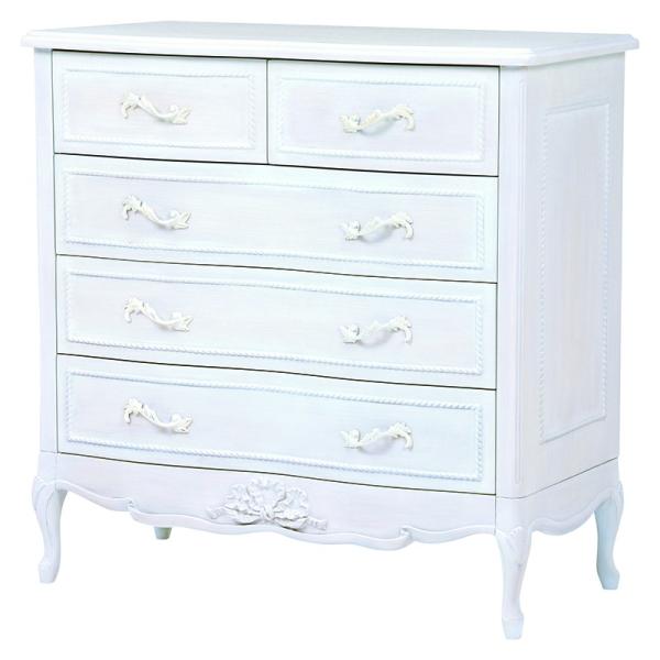 チェスト 4段 猫脚 ワイドチェスト 高さ  収納 箪笥 たんす ロマンチック ネコ脚 棚 RCH-...