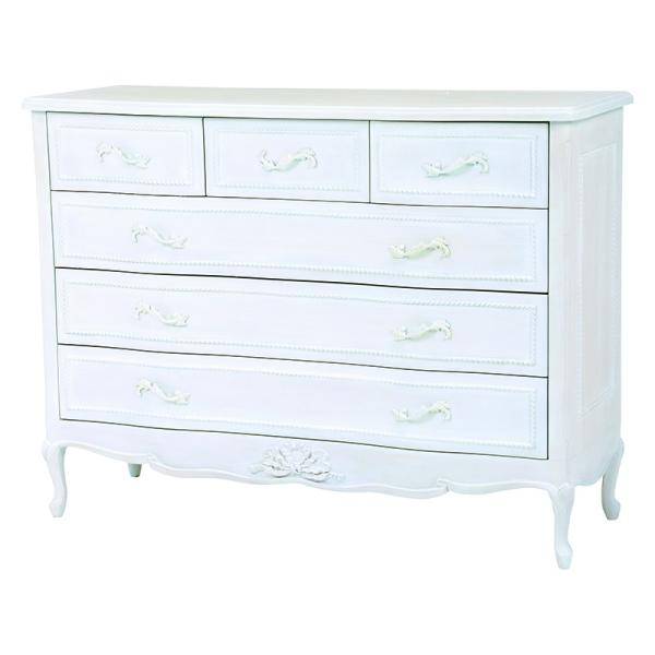 チェスト 4段 猫脚 ワイドチェスト 120 高さ  収納 箪笥 たんす ロマンチック ネコ脚 棚 ...