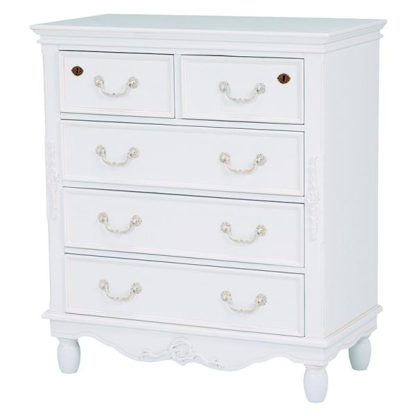 北欧 チェスト 4段  鍵収納家具 衣類収納 収納 箪笥 たんす ロマンチック白 収納家具 白家具 ...