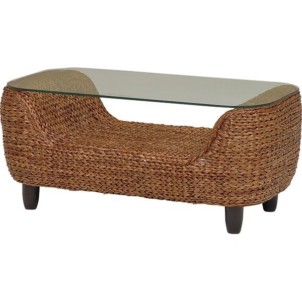 ガラステーブル センターテーブル ローテーブル テーブル テーブル ウォーターヒヤシンス 天然素材 ...