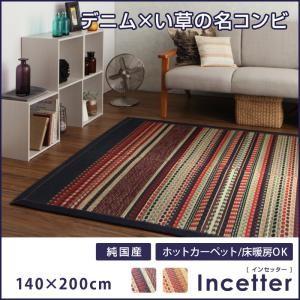 カイハラデニム×マルチパターン柄純国産い草ラグ Incetter インセッター 140×200cm ...