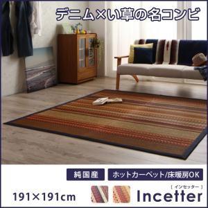 カイハラデニム×マルチパターン柄純国産い草ラグ Incetter インセッター 191×191cm ...