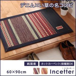 カイハラデニム×マルチパターン柄純国産い草ラグ Incetter インセッター 60×90cm 和風...