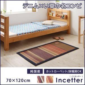 カイハラデニム×マルチパターン柄純国産い草ラグ Incetter インセッター 70×120cm 和...