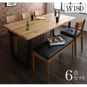 オーク無垢材テーブル　ヴィンテージデザインダイニング Lepus レプス 6点セット(テーブル+チェ...