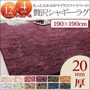 もっとふかふかマイクロファイバーの贅沢シャギーラグ 190×190cm 絨毯マット リビングラグ ダ...