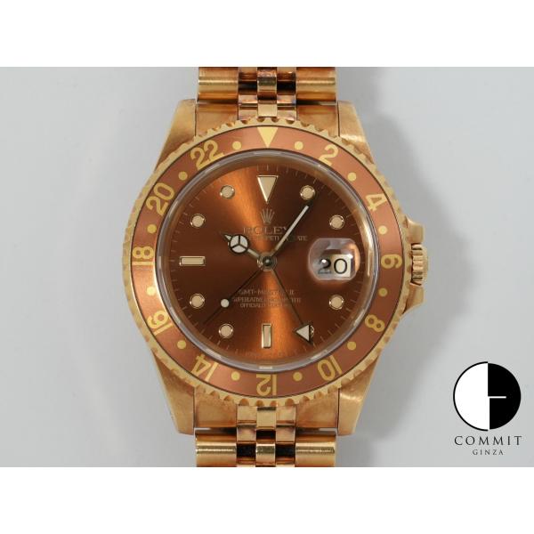 ロレックス GMTマスターII Ref.16718 イエローゴールド ブラウン文字盤 ジュビリーブレ...