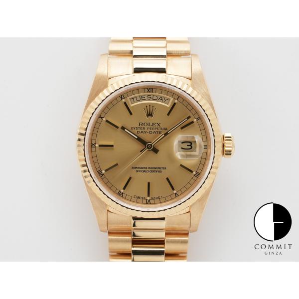 ロレックス デイデイト36 Ref.18038 イエローゴールド シャンパン文字盤