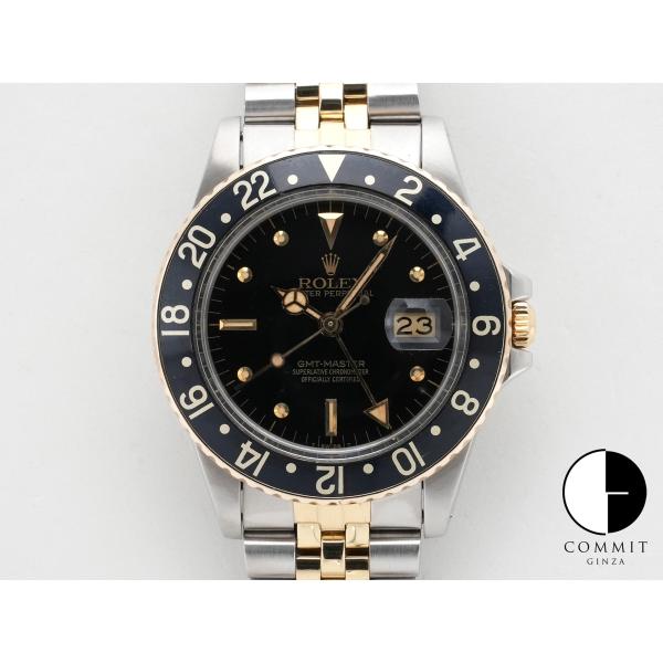 ロレックス GMTマスター Ref.16753 ステンレススチール/イエローゴールド ブラック文字盤...