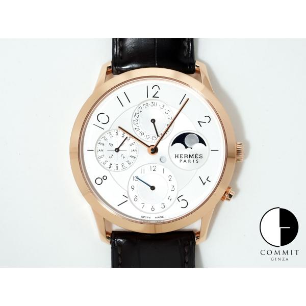 エルメス スリム ドゥ エルメス パーペチュアルカレンダー Ref.CA3.870 18KPG シル...