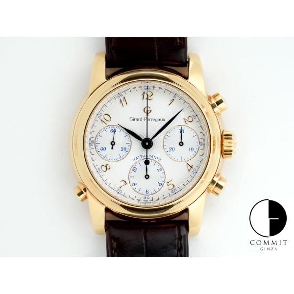 ジラールペルゴ クロノグラフ ラトラパンテ Ref.90100 18Kイエローゴールド シルバー文字...