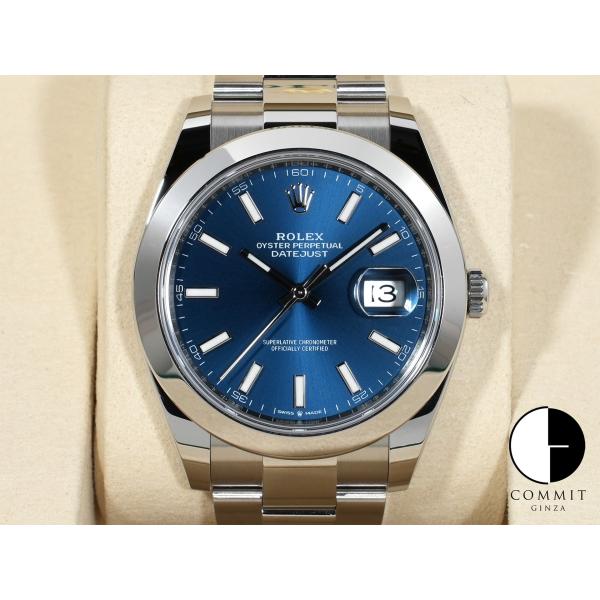 ロレックス デイトジャスト41 Ref.126300 ステンレススチール ブライトブルー文字盤 オイ...