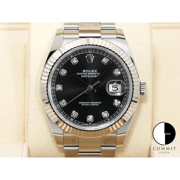 ロレックス デイトジャスト41 Ref.126334G ブラックx10Pダイヤ文字盤 オイスターブレ...