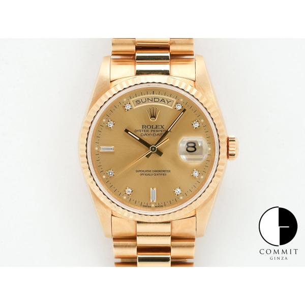 ロレックス デイデイト36 Ref.18238A イエローゴールド シャンパンx10Pダイヤ文字盤