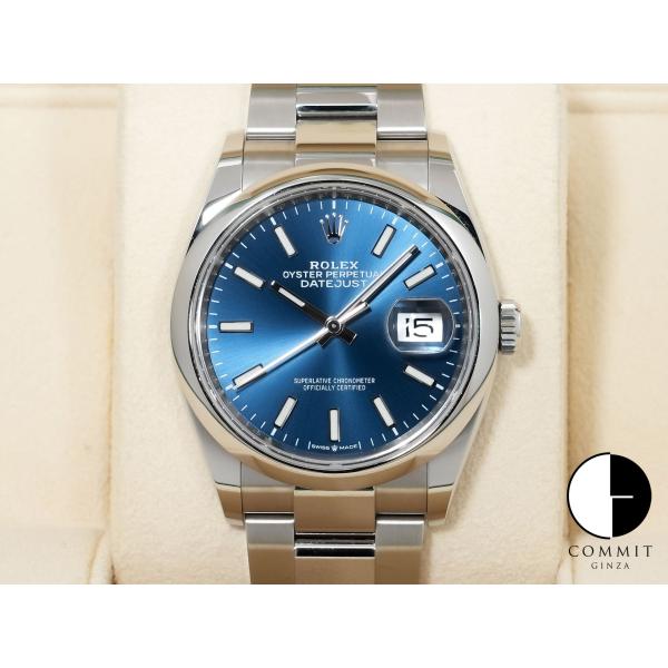 ロレックス デイトジャスト36 Ref.126200 ステンレススチール ブライトブルー文字盤 オイ...