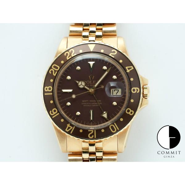 ロレックス GMTマスター Ref.1675/8 イエローゴールド ブラウン文字盤 オイスターブレス...