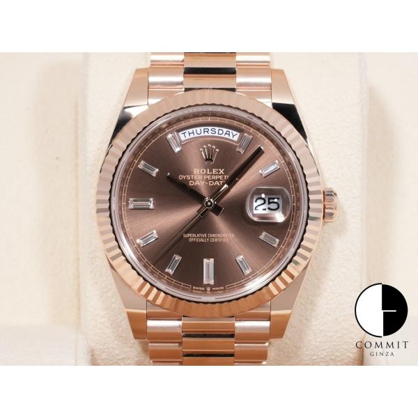 ロレックス デイデイト40 Ref.228235A エバーローズゴールド チョコレートx10Pダイヤ...