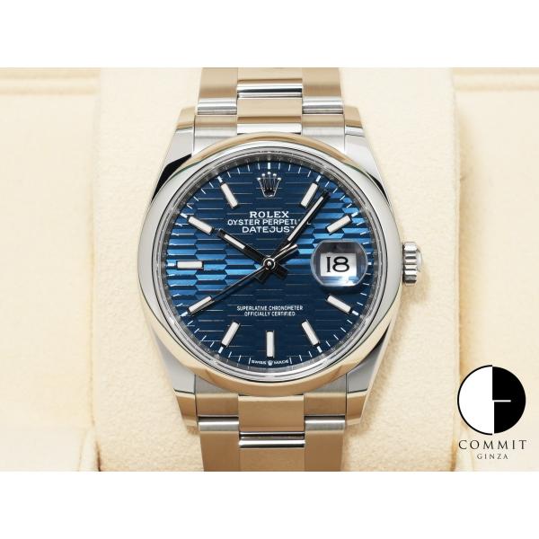ロレックス デイトジャスト36 Ref.126200 SS ブルー フルーテッドモチーフ文字盤 オイ...