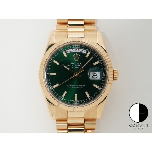 ロレックス デイデイト36 Ref.118238 イエローゴールド グリーン文字盤