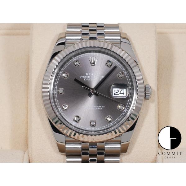 ロレックス デイトジャスト41 Ref.126334G SS/WG スレートx10Pダイヤ文字盤 ジ...