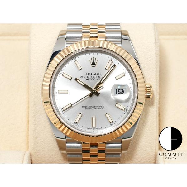 ロレックス デイトジャスト41 Ref.126333 ステンレススチール/イエローゴールド シルバー...