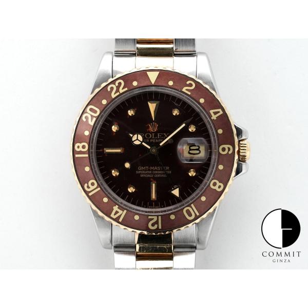 ロレックス GMTマスター Ref.1675/3 ステンレススチール/イエローゴールド ブラウン文字...