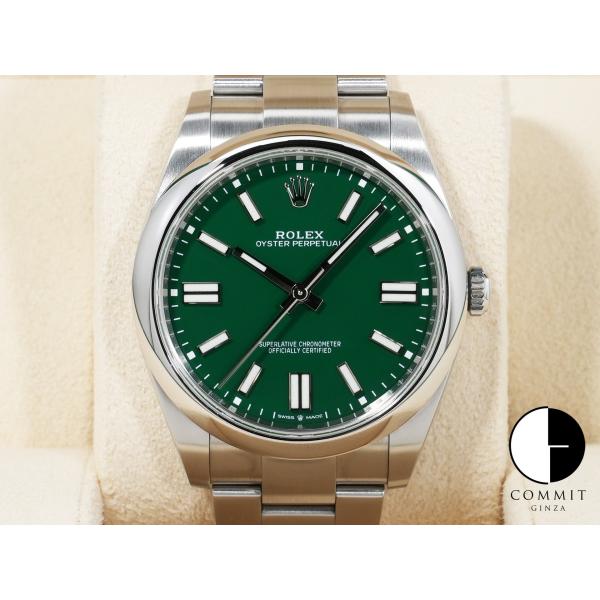 ロレックス オイスターパーペチュアル41 Ref.124300 ステンレススチール グリーン文字盤
