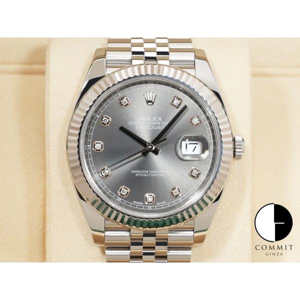 ロレックス デイトジャスト41 Ref.126334G SS/WG スレートx10Pダイヤ文字盤 ジ...