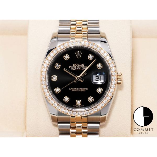 ロレックス デイトジャスト Ref.116243G SS/YG ブラックx10Pダイヤ文字盤