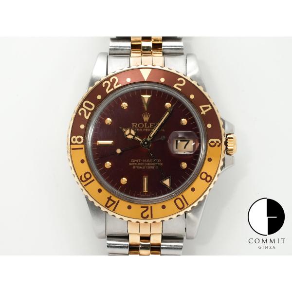 ロレックス GMTマスター Ref.16753 ステンレススチール/イエローゴールド ブラウン文字盤...