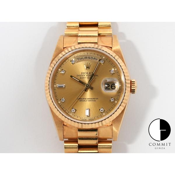 ロレックス デイデイト36 Ref.18238A イエローゴールド シャンパンx10Pダイヤ文字盤