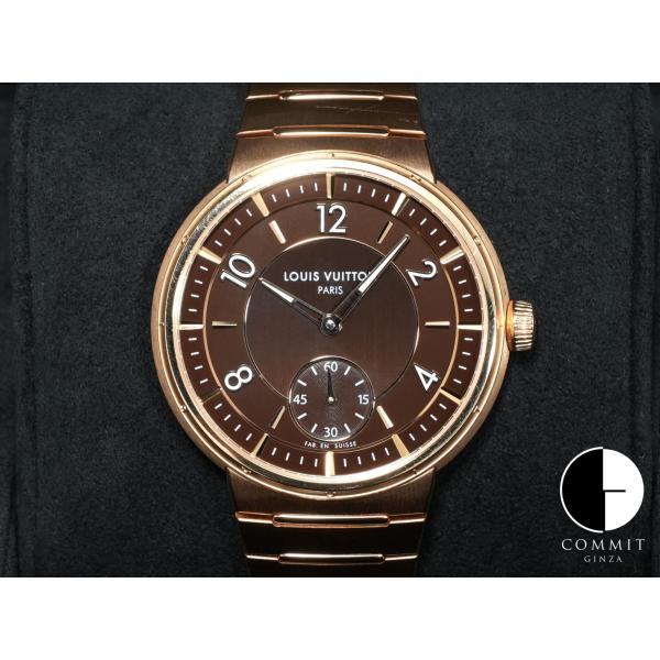 ルイヴィトン タンブール オトマティック Ref.W1PG10 ローズゴールド ブラウン文字盤