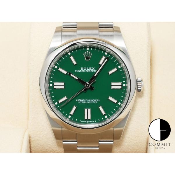 ロレックス オイスターパーペチュアル41 Ref.124300 ステンレススチール グリーン文字盤