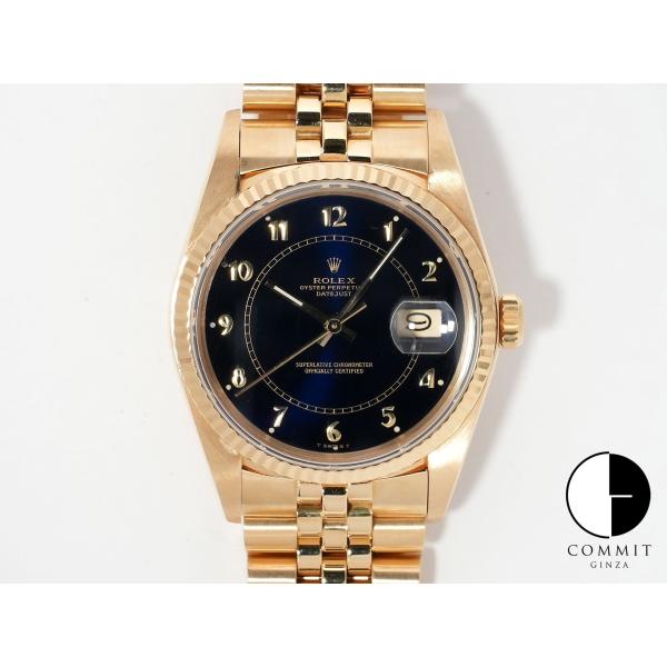 ロレックス デイトジャスト Ref.16018 イエローゴールド ブルーステラボイラーゲージ文字盤