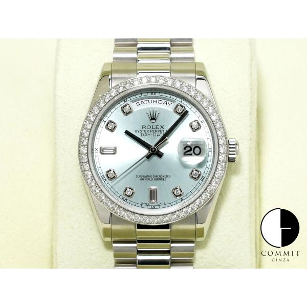 ロレックス デイデイト Ref.118346A プラチナ アイスブルーx10Pダイヤ文字盤