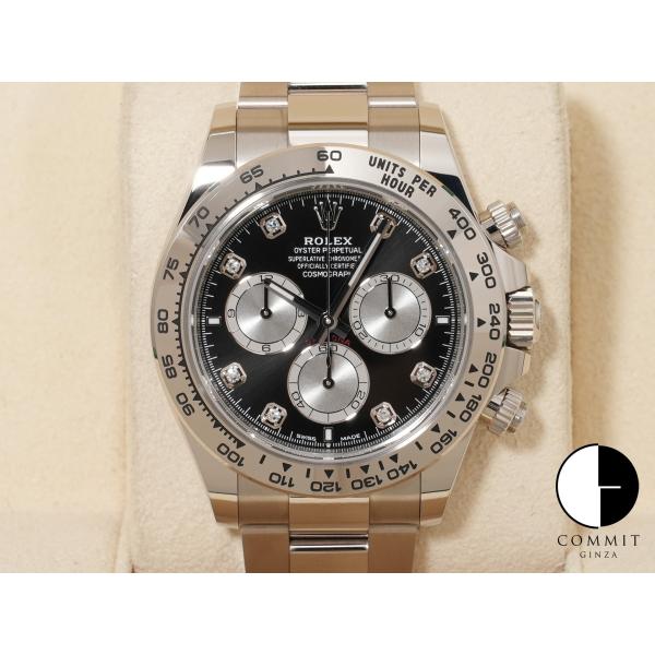 ロレックス デイトナ Ref.126509G 18KWG ブライトブラックxスチールx8Pダイヤ文字...