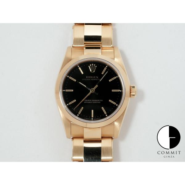 ロレックス オイスターパーペチュアル Ref.67488 18KYG ブラック文字盤