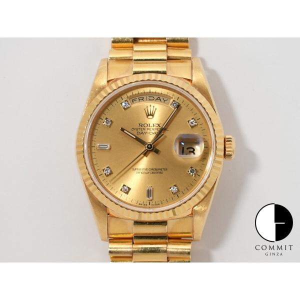 ロレックス デイデイト36 Ref.18238A イエローゴールド シャンパンx10Pダイヤ文字盤