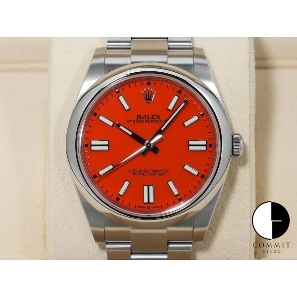 ロレックス オイスターパーペチュアル41 Ref.124300 ステンレススチール コーラルレッド文...
